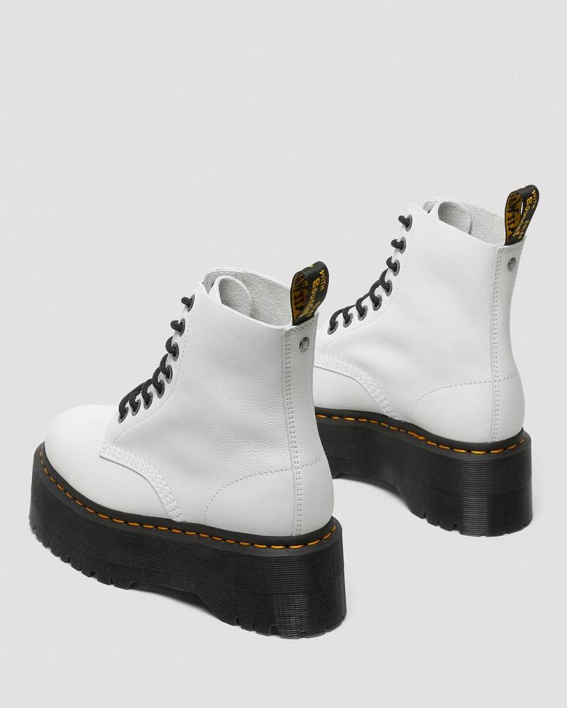 White Women's Dr Martens 1460 Pascal Max Leather Platform Boots | CA 231HAP